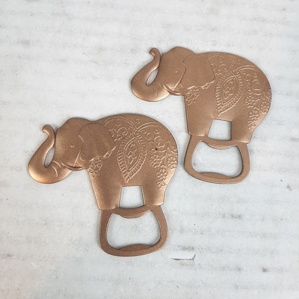 🔥Set of 2 Kate Aspen gold tone elephant bottle openers